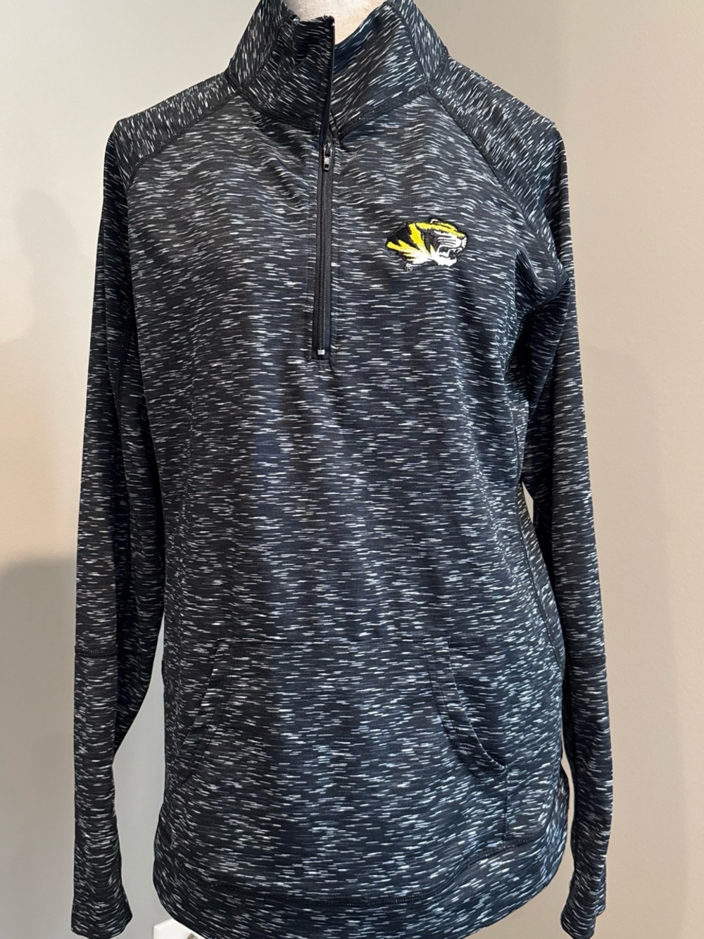 Mizzou Heather Black Quarter-Zip Pullover with Tiger Accent